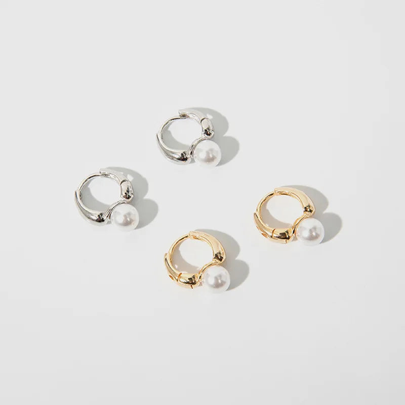 Imitation Pearl Huggie Hoop