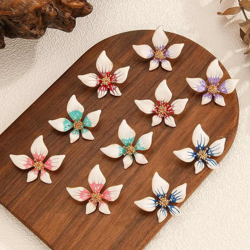 Gradient Five-Petal Flower Studs