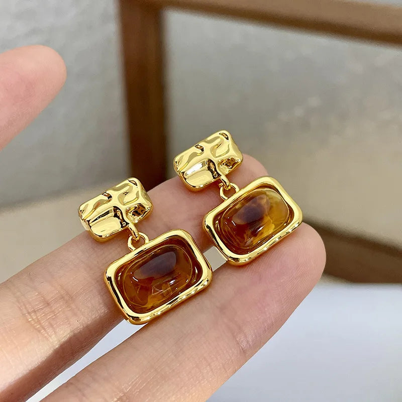Vintage Fall & Winter Brown Drop and Stud Earrings