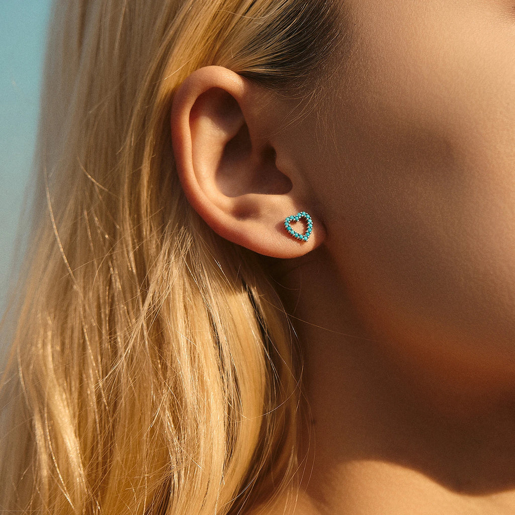 Romantic Turquoise Hearts Studs