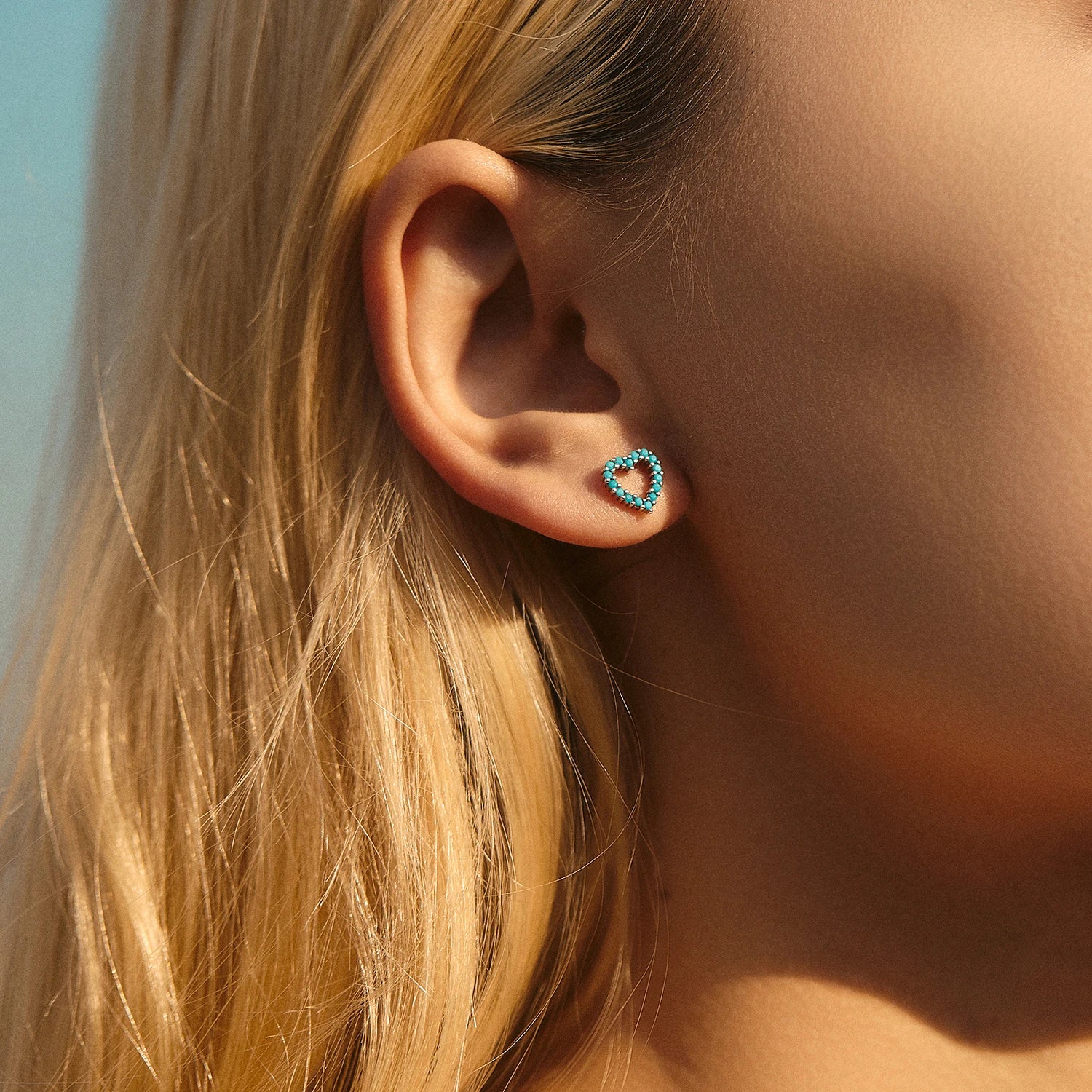 Romantic Turquoise Hearts Studs