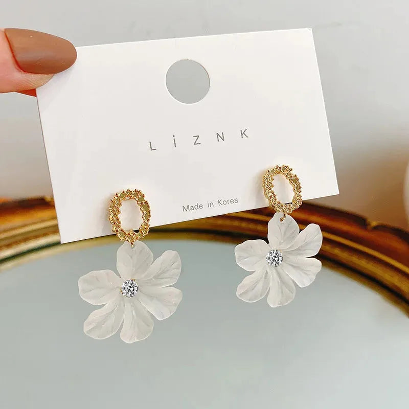 Translucent Flower Drop Earrings