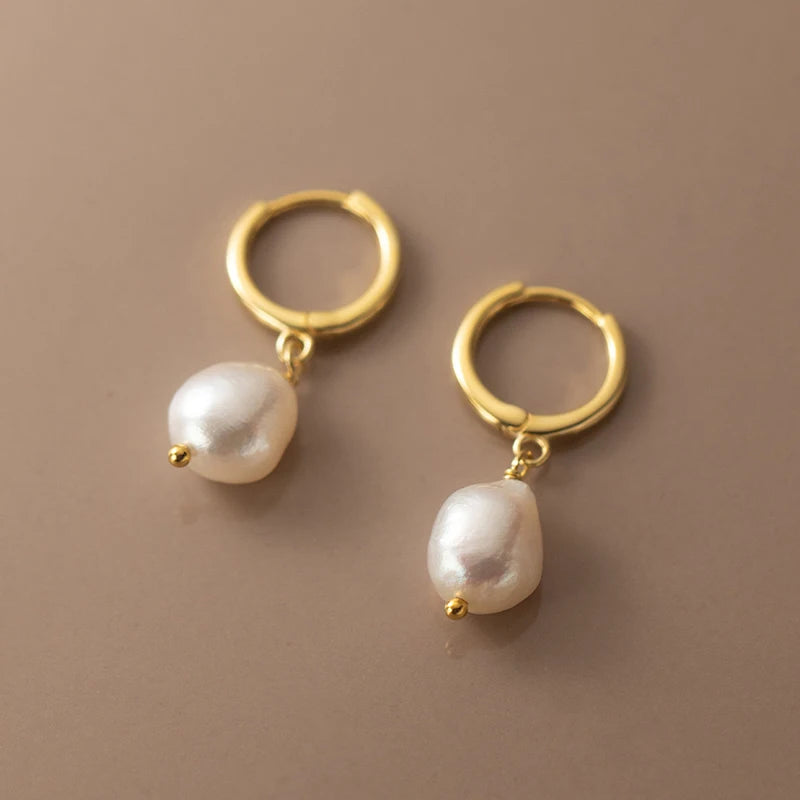 Baroque Pearl Ear Huggie Hoops