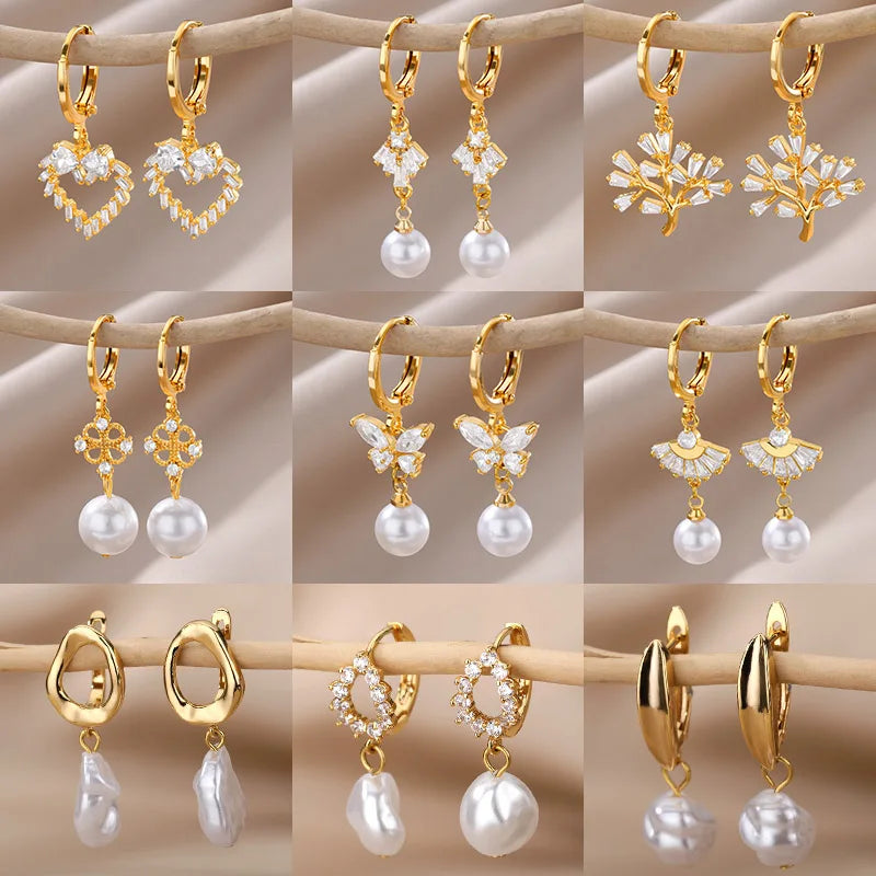 Pearl Dangle Drop Earrings