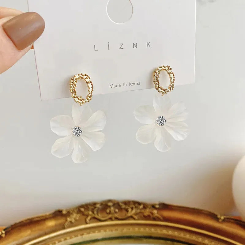 Translucent Flower Drop Earrings
