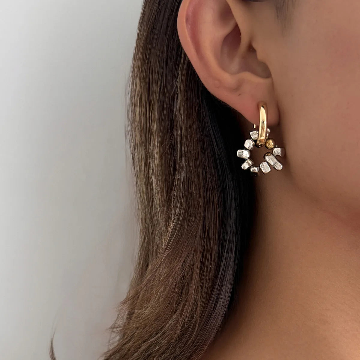 Vintage Charm Pendant Drop Hoops