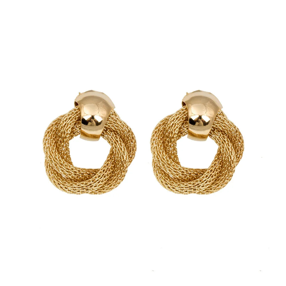 Vintage Metallic Twisted Drop Earrings