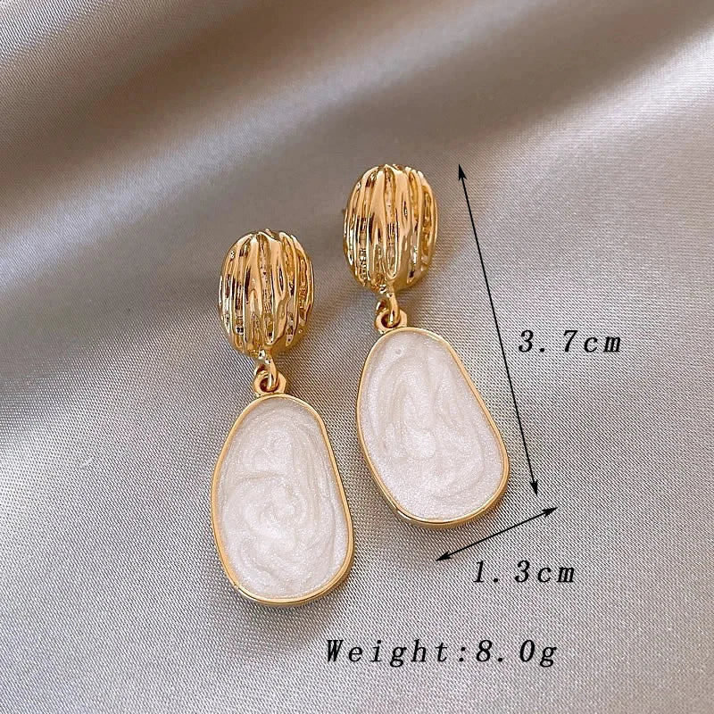 Oil Oval Drop Earrings