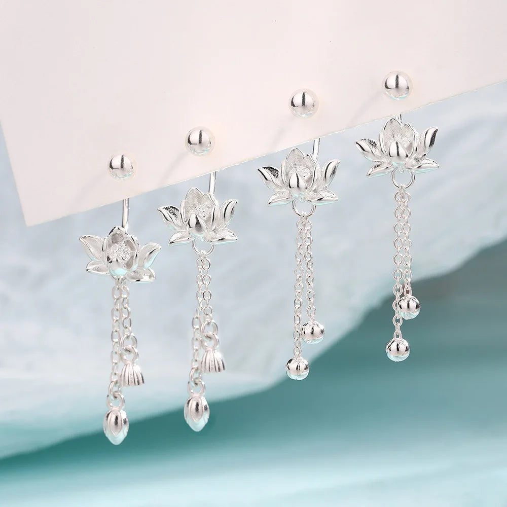 Vintage Lotus Drop Earrings