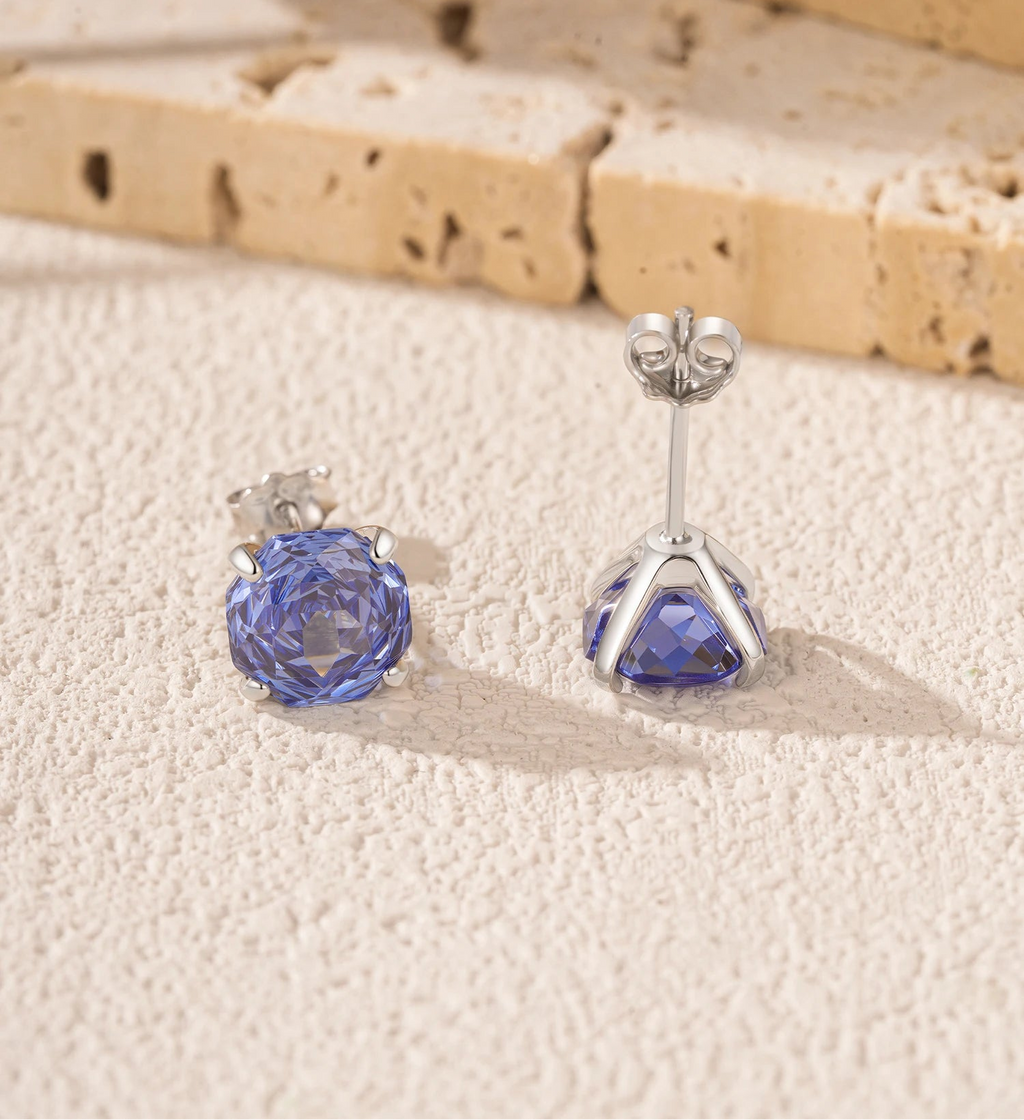 Tanzanite Color Rose Cut Studs