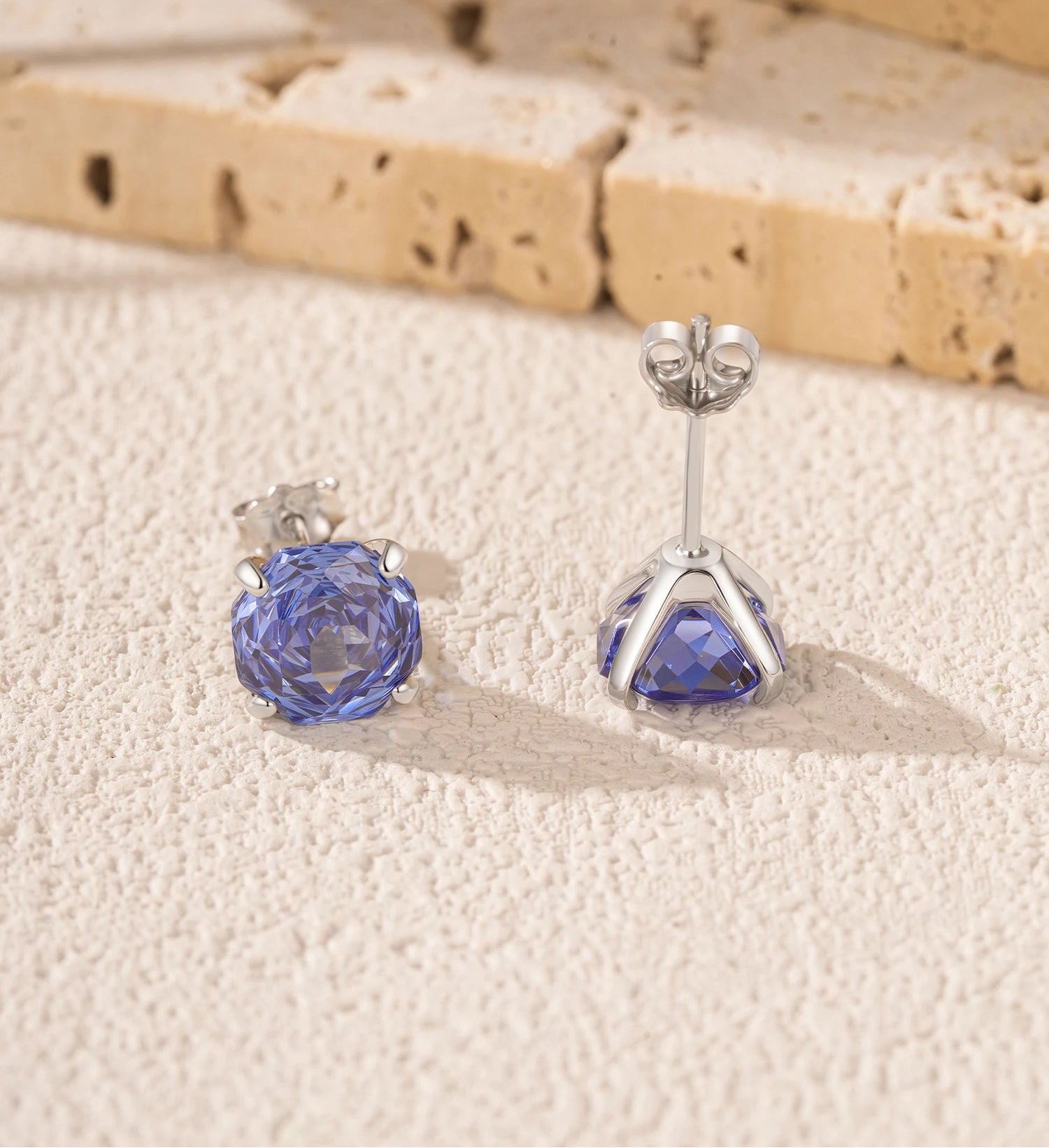 Tanzanite Color Rose Cut Studs