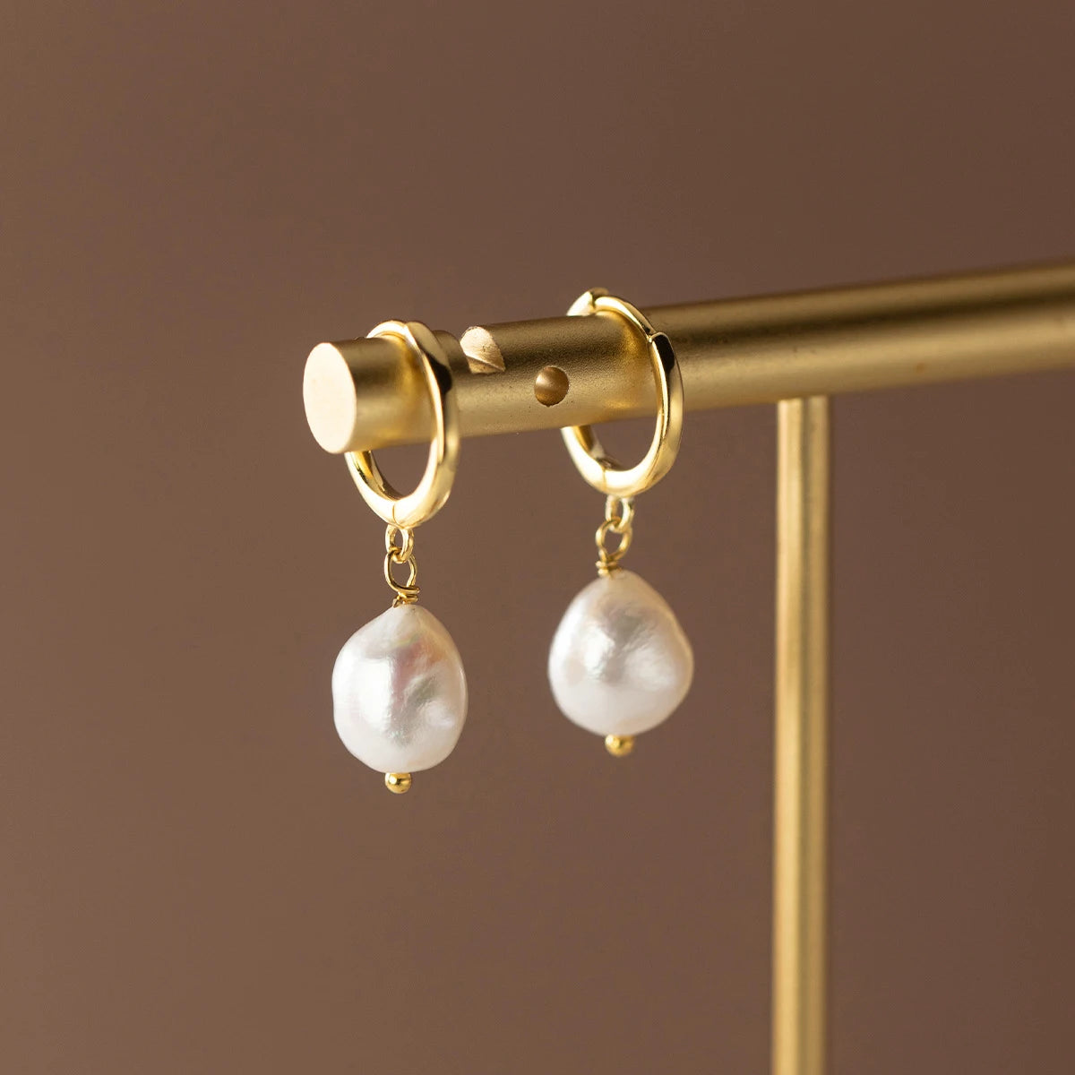 Baroque Pearl Ear Huggie Hoops
