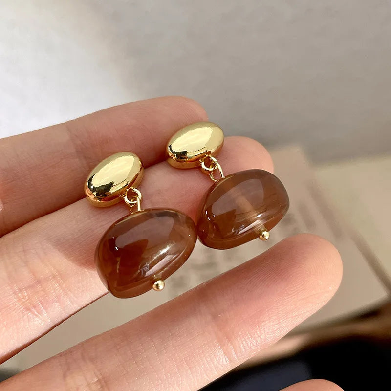 Vintage Fall & Winter Brown Drop and Stud Earrings