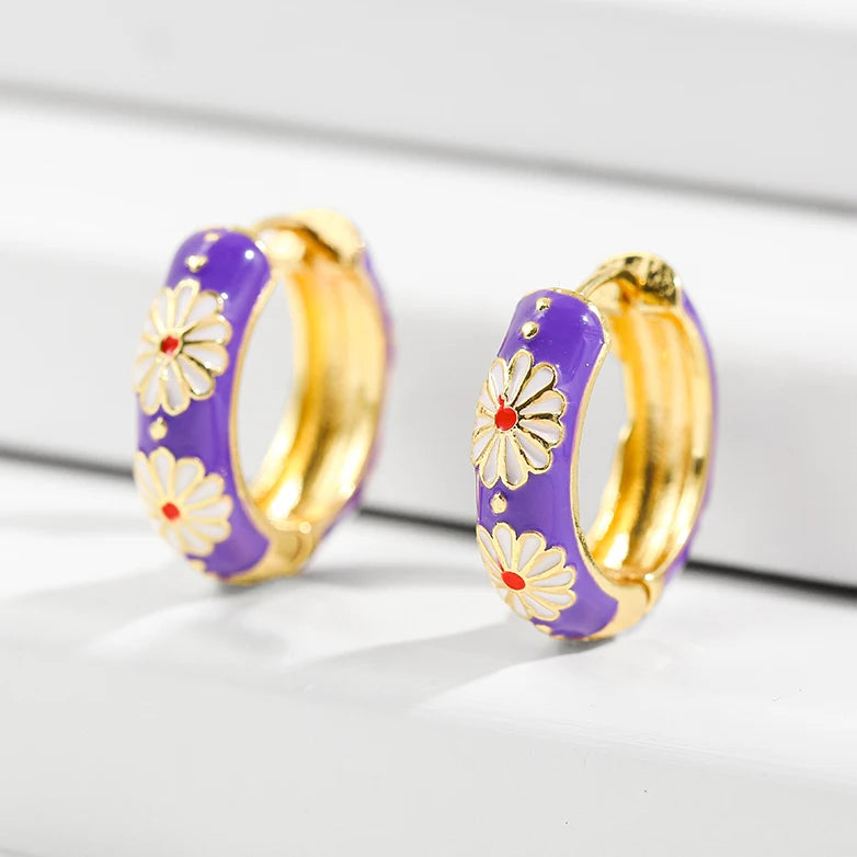 Flower Huggie Hoops