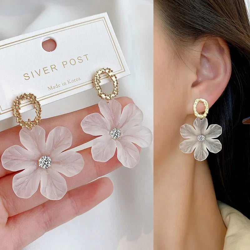 Translucent Flower Drop Earrings