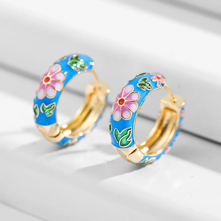 Flower Huggie Hoops