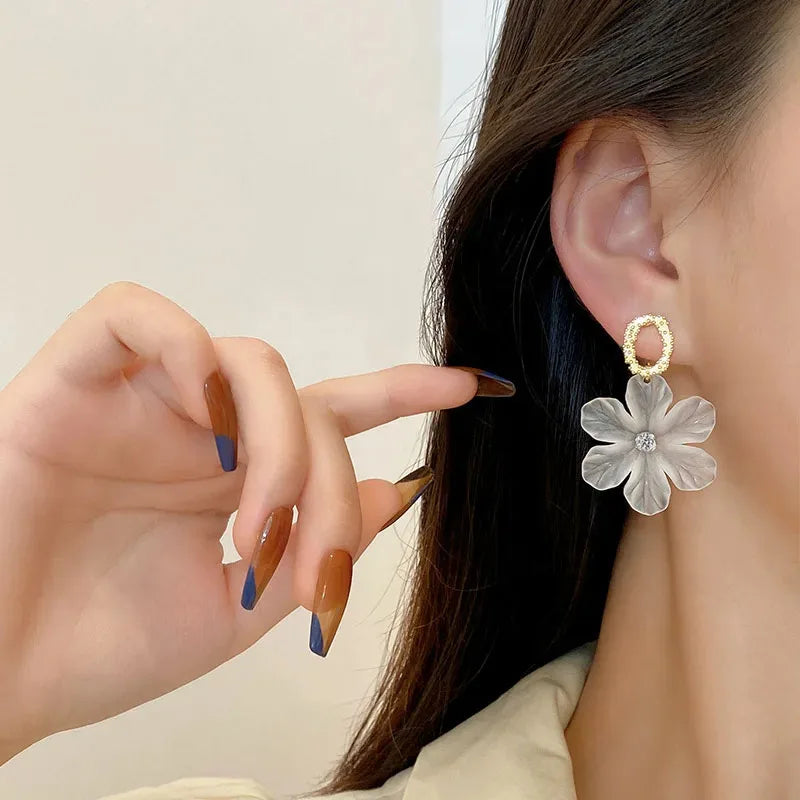 Translucent Flower Drop Earrings