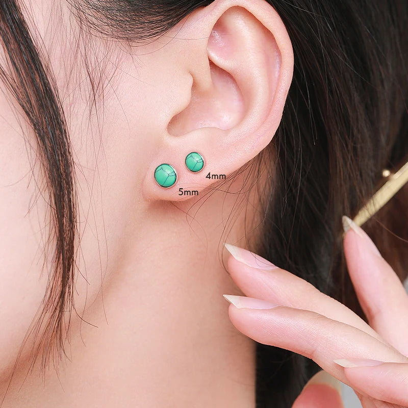 Vintage Round Turquoise Stud