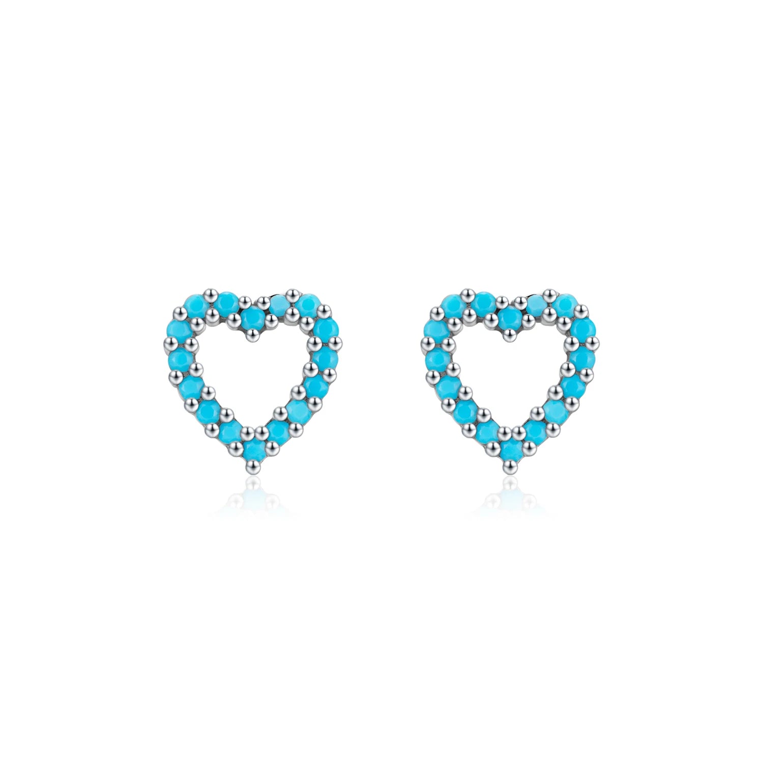 Romantic Turquoise Hearts Studs