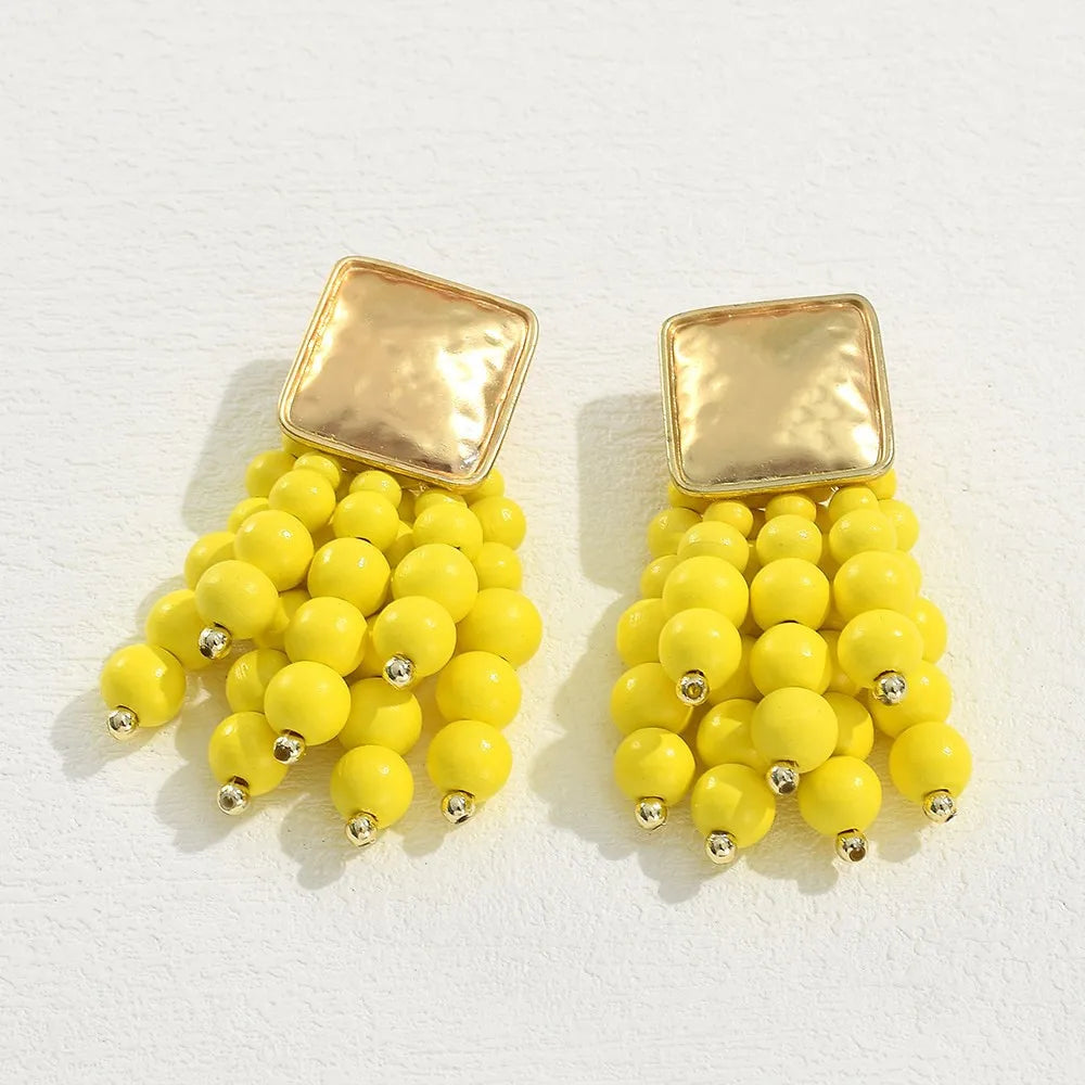 Vintage Wooden Drop Dangle Earrings