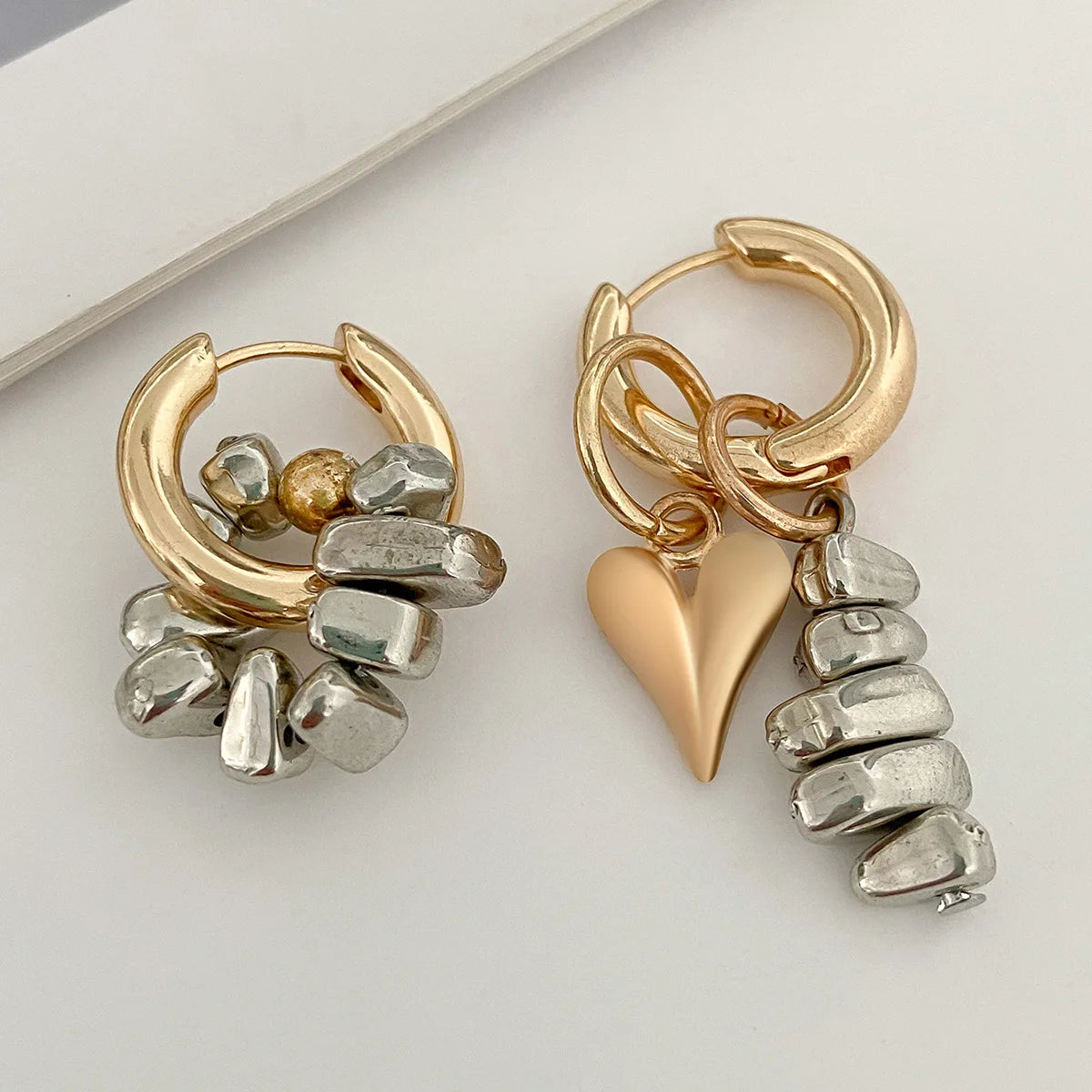 Vintage Charm Pendant Drop Hoops