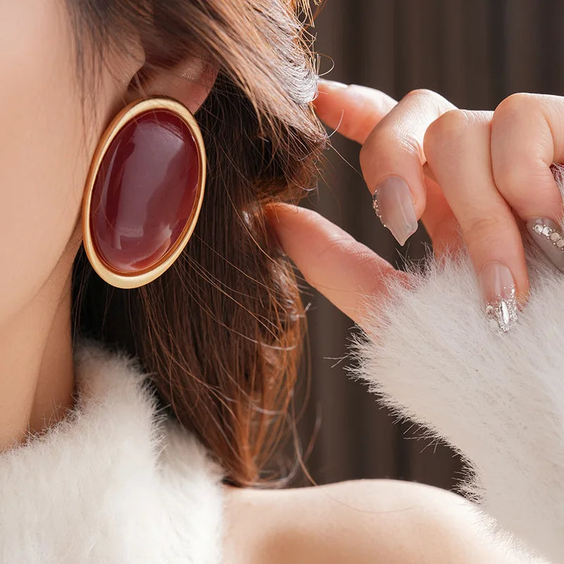 Vintage Red Oval Drop