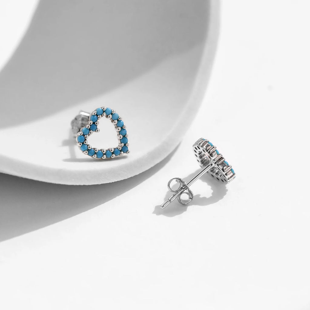 Romantic Turquoise Hearts Studs