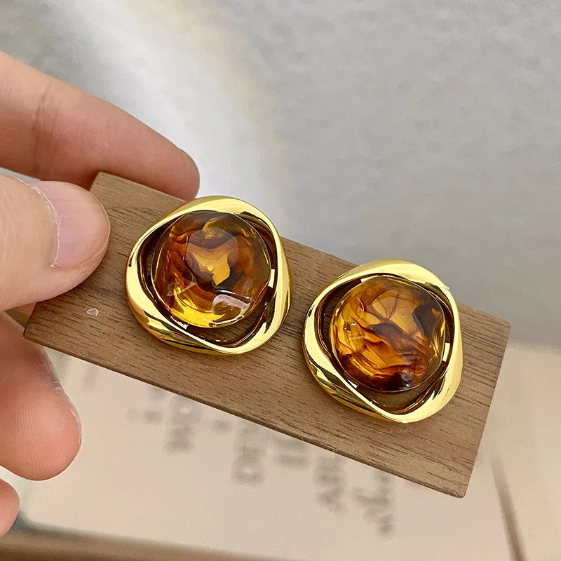 Vintage Fall & Winter Brown Drop and Stud Earrings
