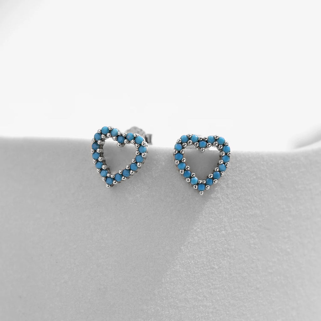 Romantic Turquoise Hearts Studs