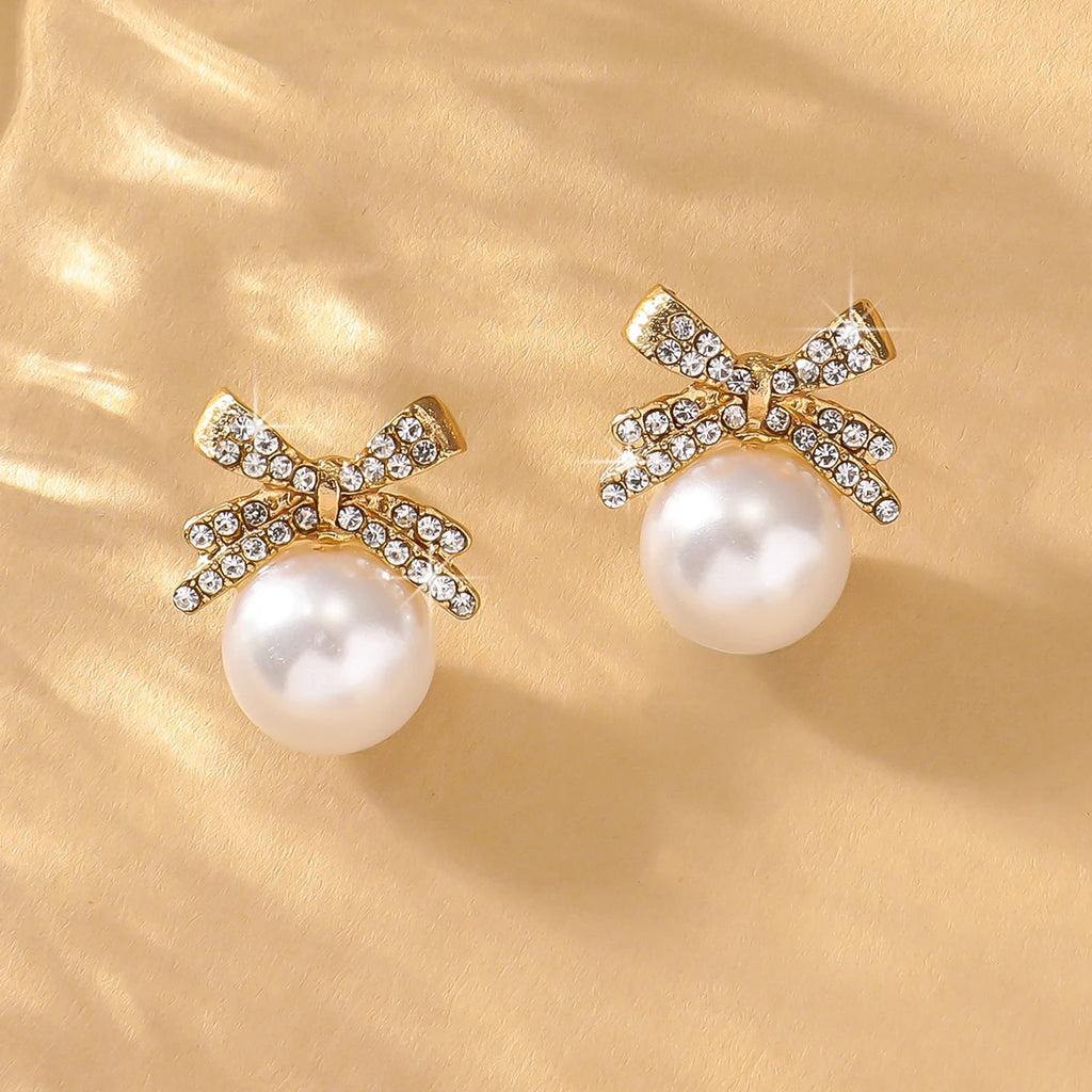Pearled Bow Stud