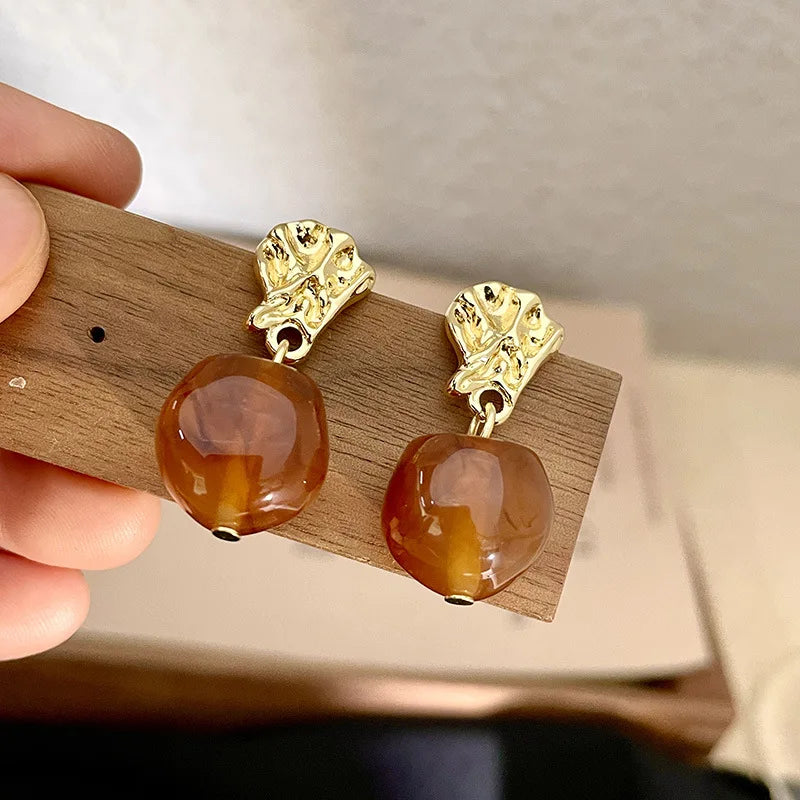 Vintage Fall & Winter Brown Drop and Stud Earrings