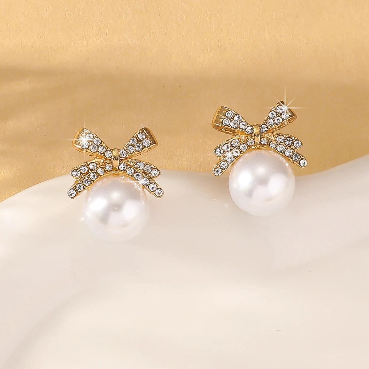 Pearled Bow Stud