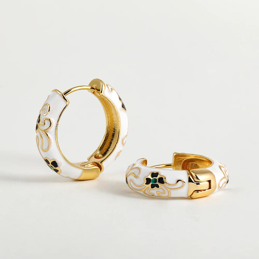 Flower Huggie Hoops