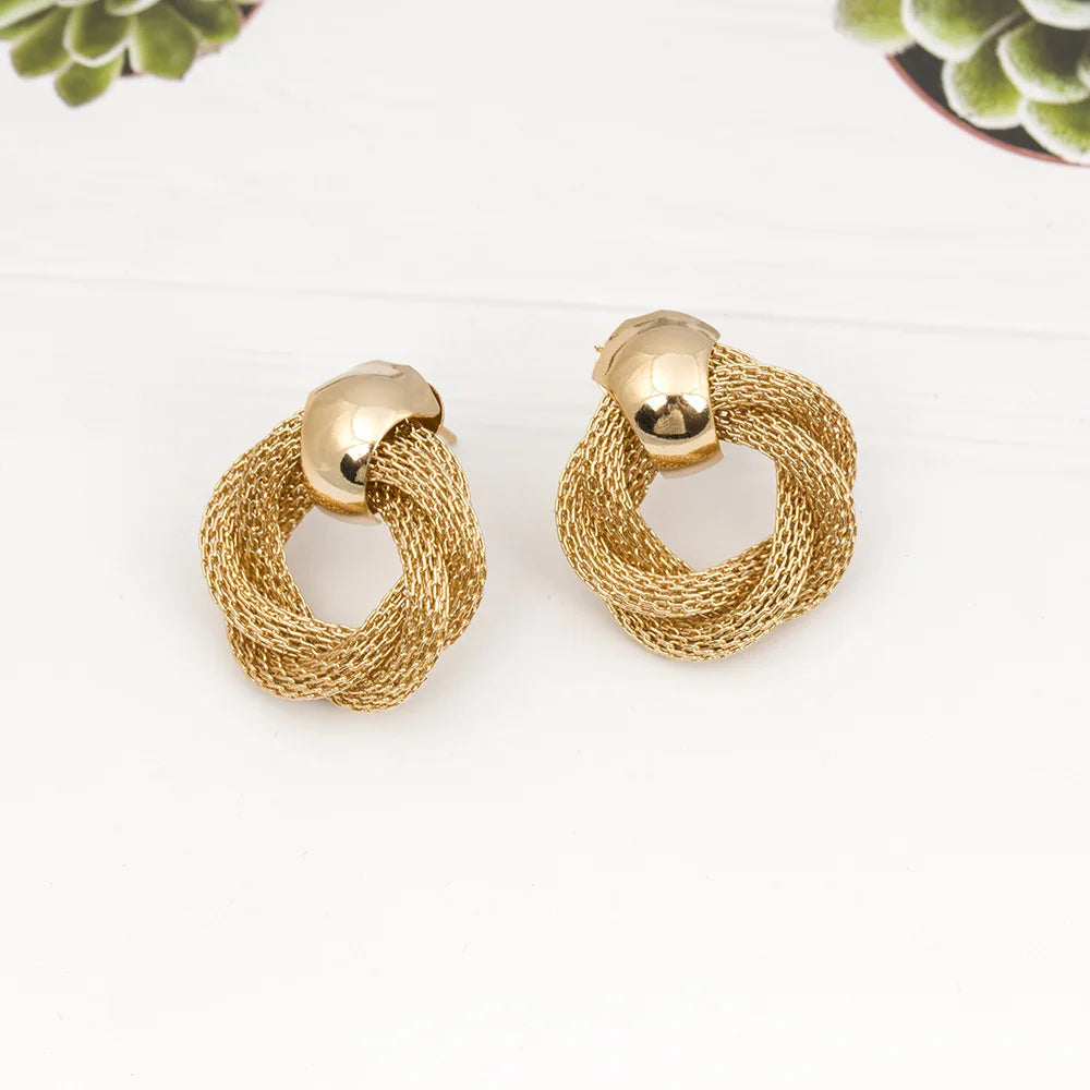 Vintage Metallic Twisted Drop Earrings