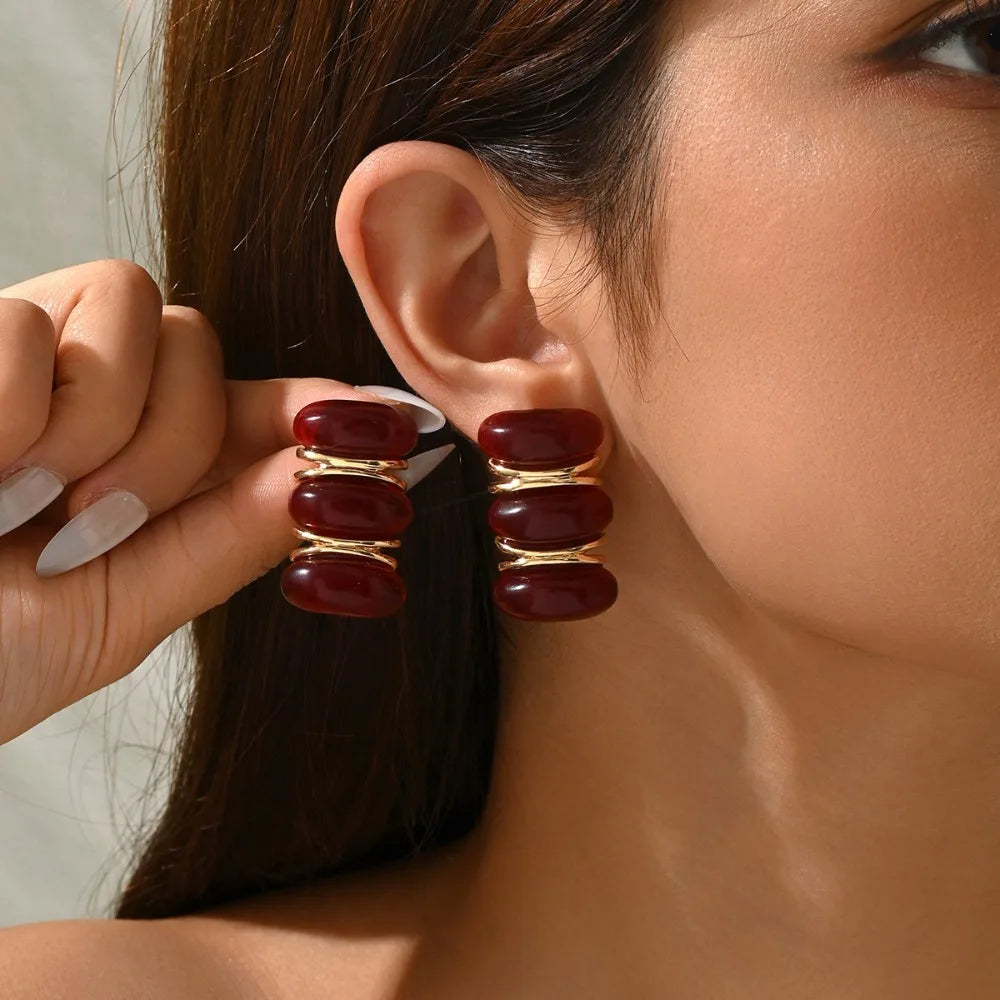 Vintage Ruby Red Drop Earrings