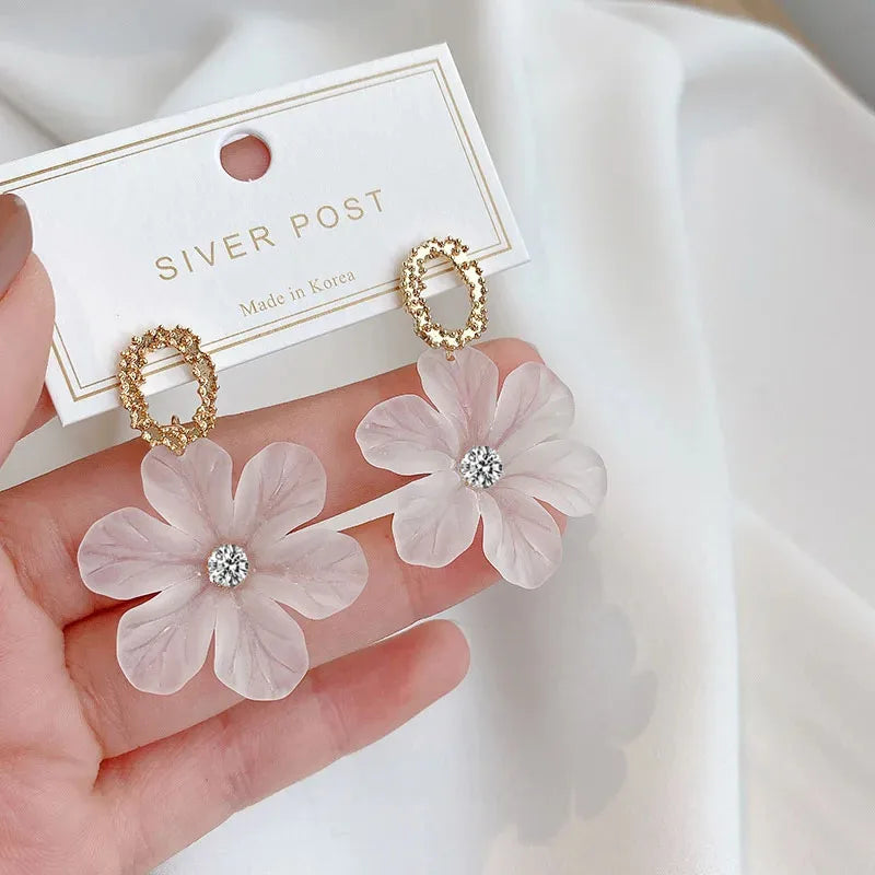 Translucent Flower Drop Earrings