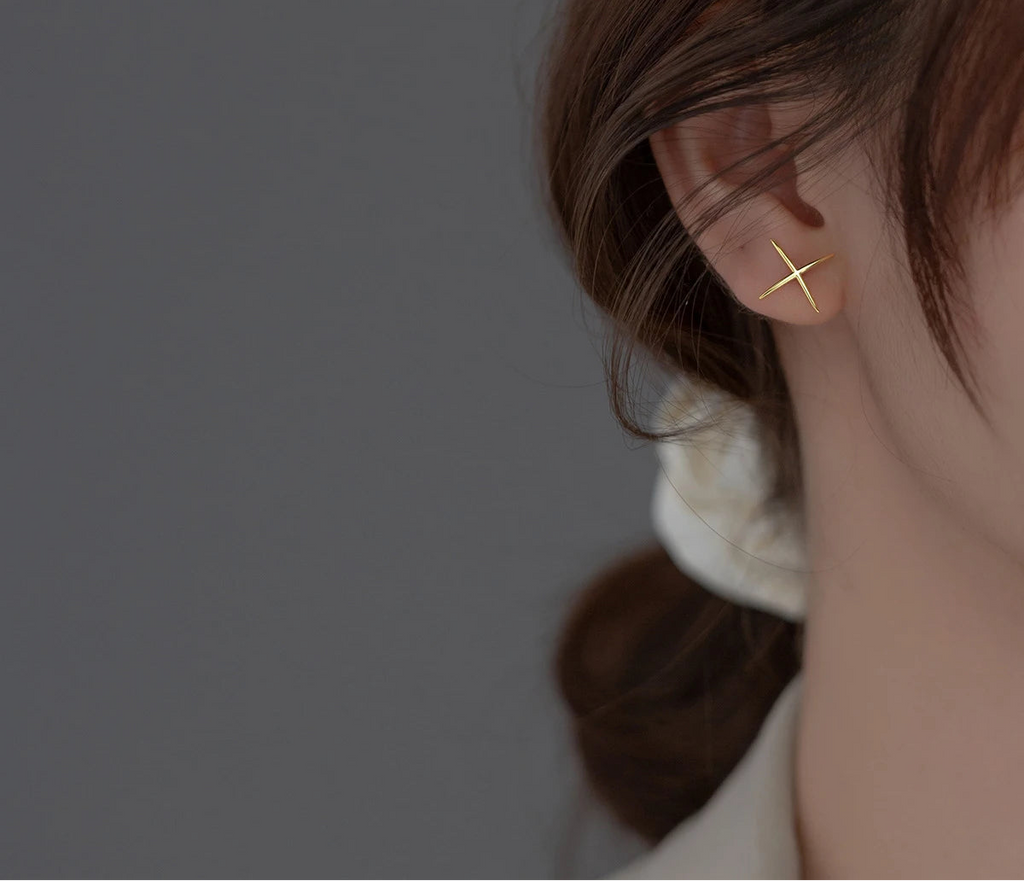 Minimalist X-Shape Stud