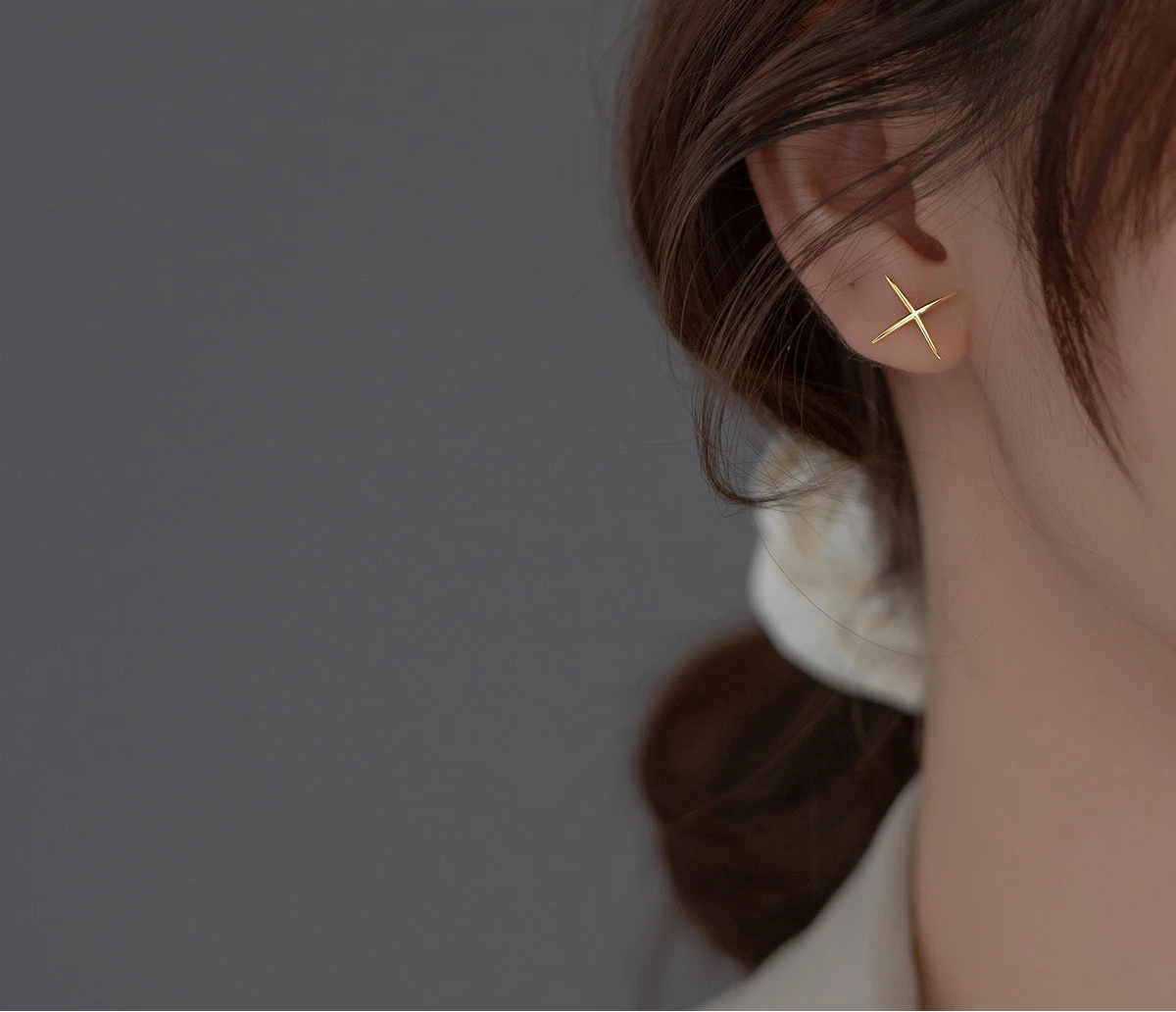 Minimalist X-Shape Stud