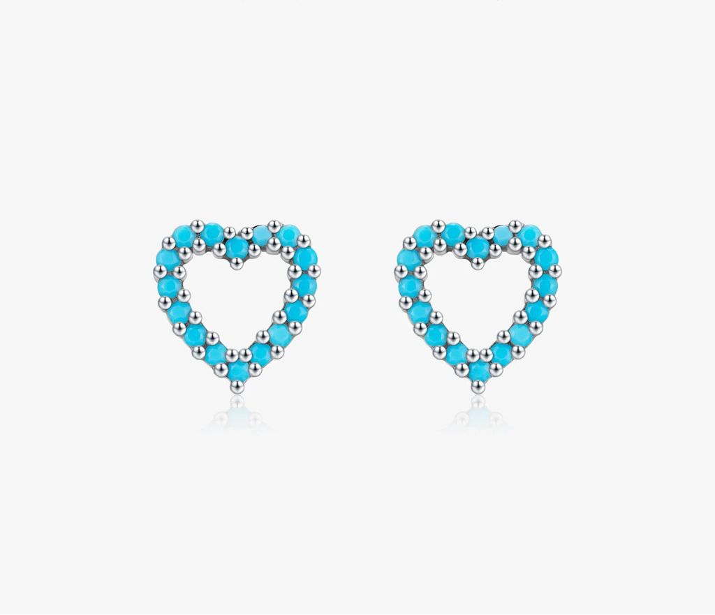 Romantic Turquoise Hearts Studs
