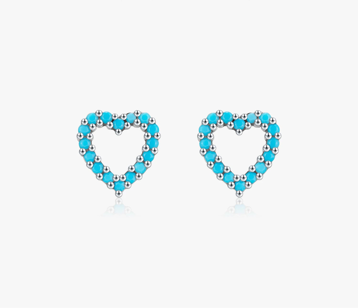 Romantic Turquoise Hearts Studs