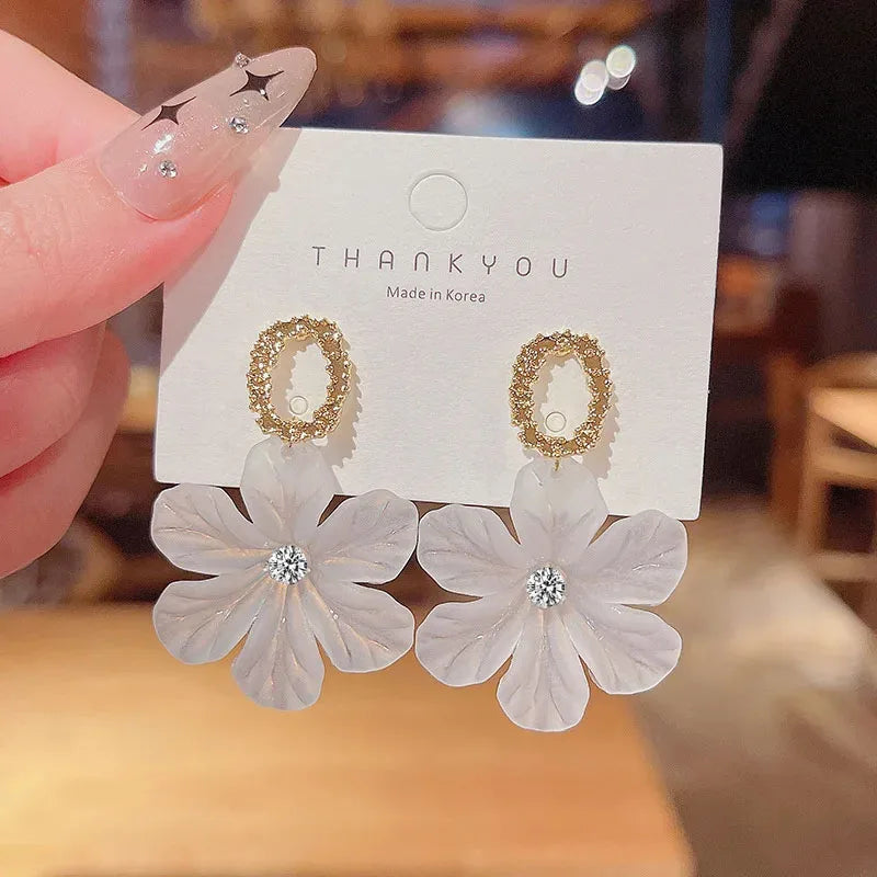 Translucent Flower Drop Earrings