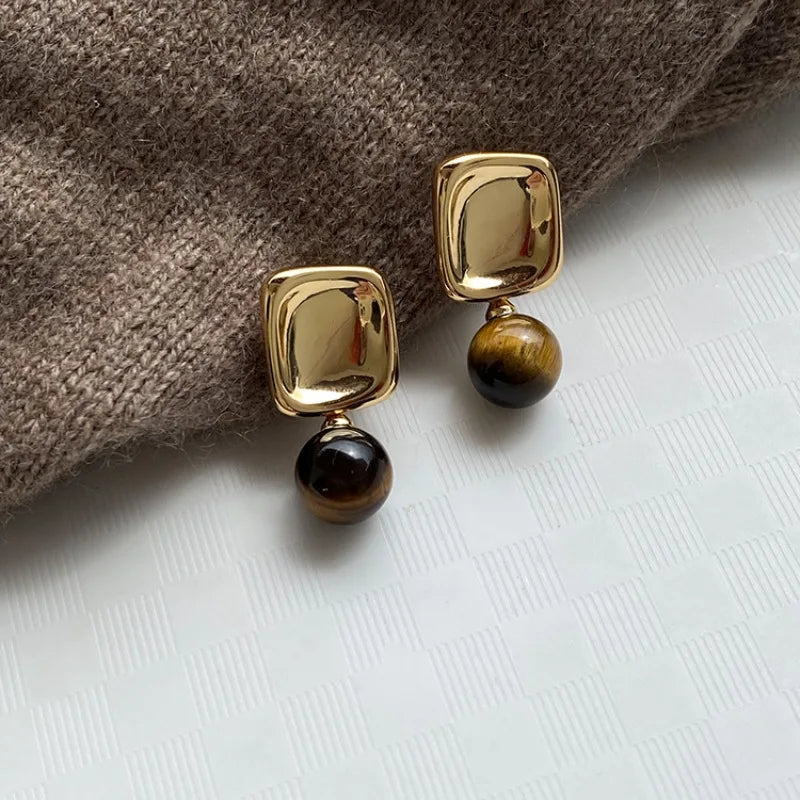 Vintage Fall & Winter Brown Drop and Stud Earrings