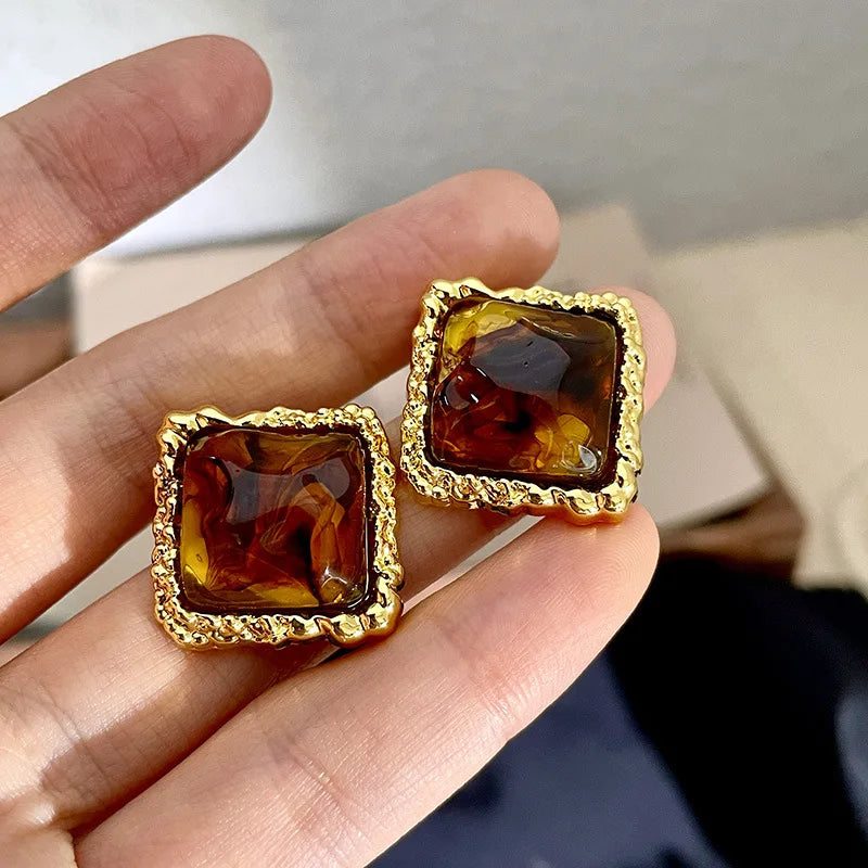 Vintage Fall & Winter Brown Drop and Stud Earrings