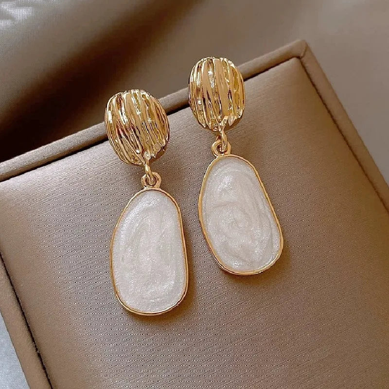 Oil Oval Drop Earrings