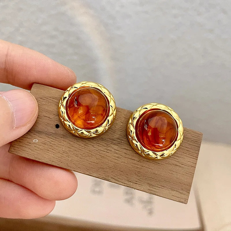 Vintage Fall & Winter Brown Drop and Stud Earrings