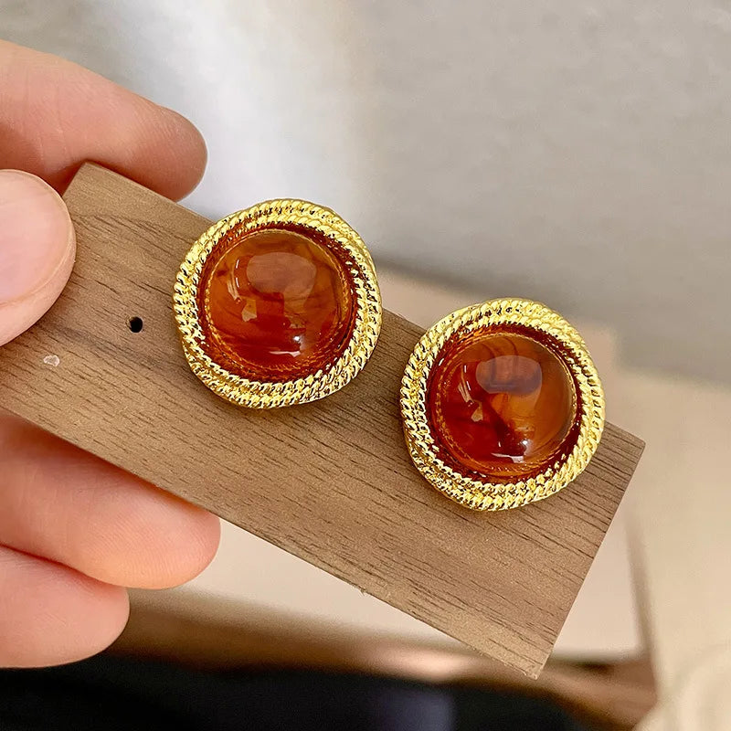 Vintage Fall & Winter Brown Drop and Stud Earrings