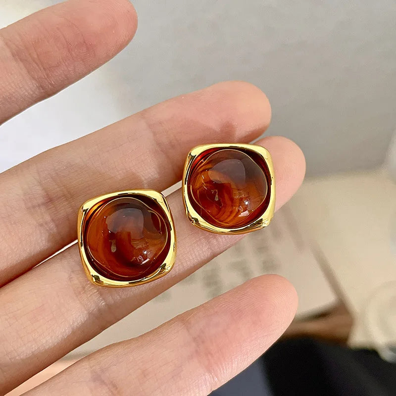 Vintage Fall & Winter Brown Drop and Stud Earrings
