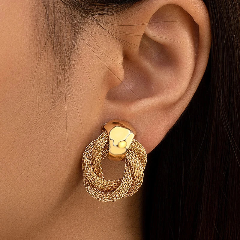 Vintage Metallic Twisted Drop Earrings