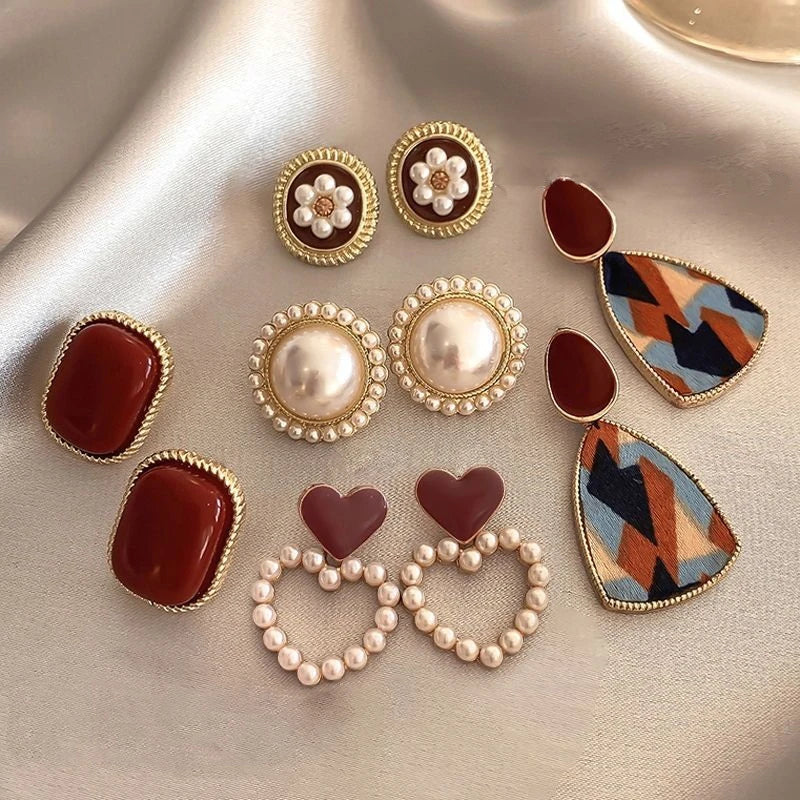 Vintage Dripping Oil Drop and Stud Earrings