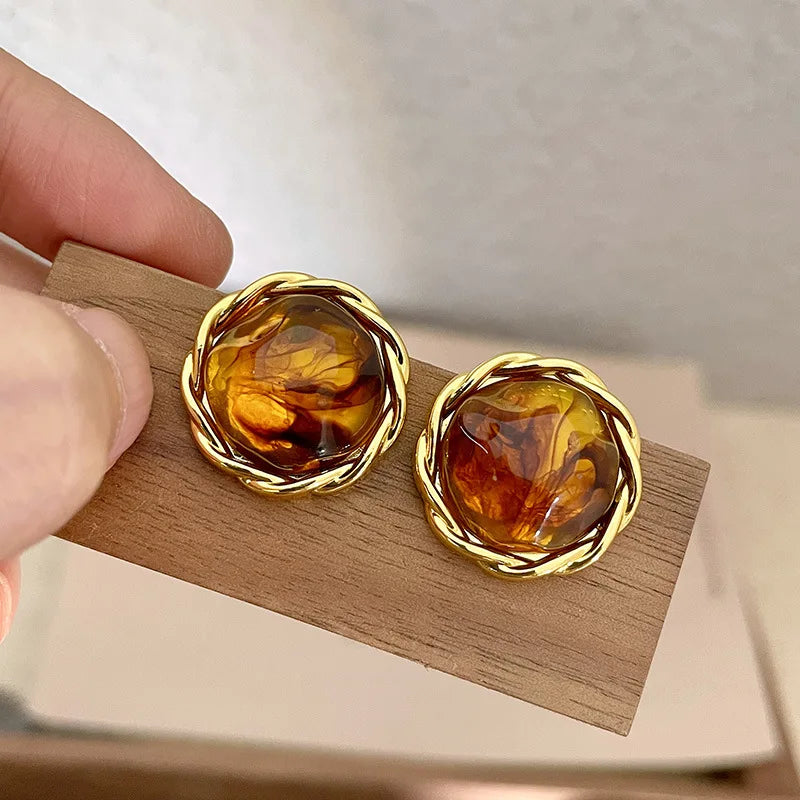 Vintage Fall & Winter Brown Drop and Stud Earrings